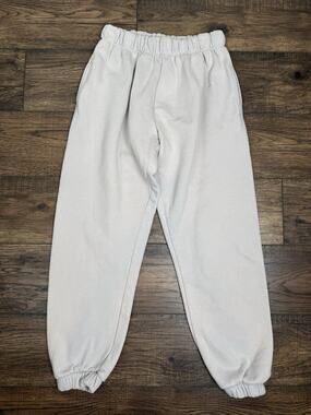 Lounge Apparel Women’s Cream Joggers Sweatpants Sz L Organic Heavy Soft